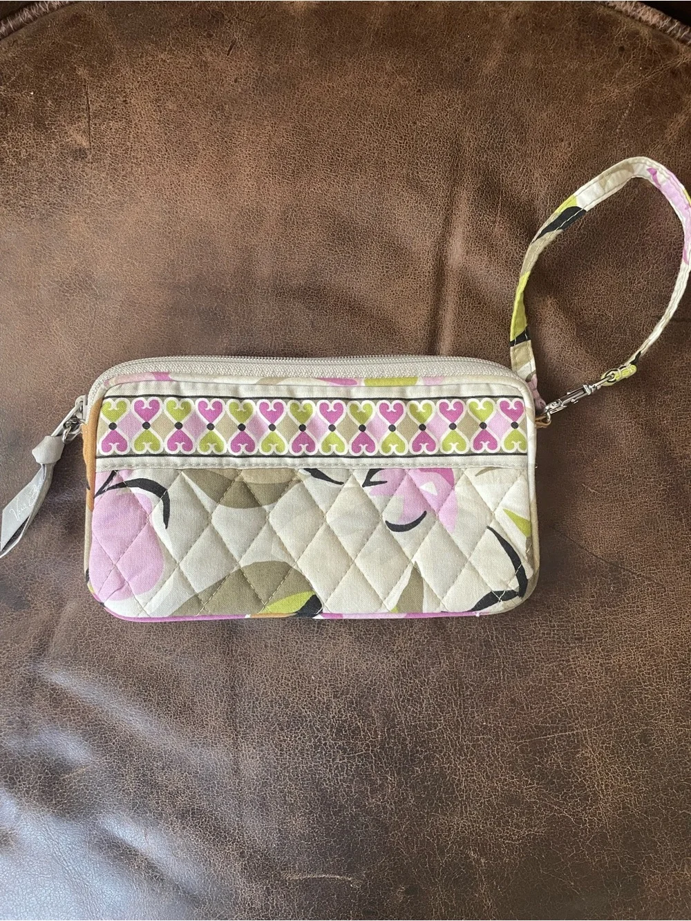 Vera Bradley Quilted Floral Wristlet Wallet - Pink & Green